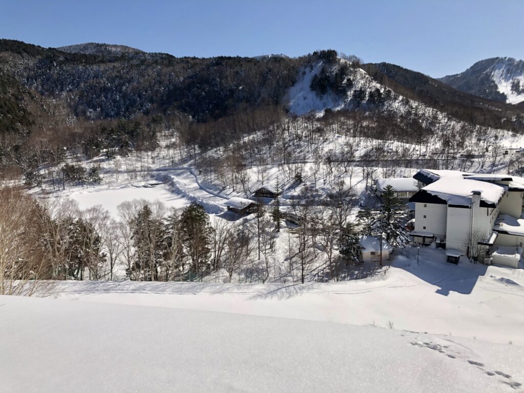 山からの木戸池と木戸池ホテル